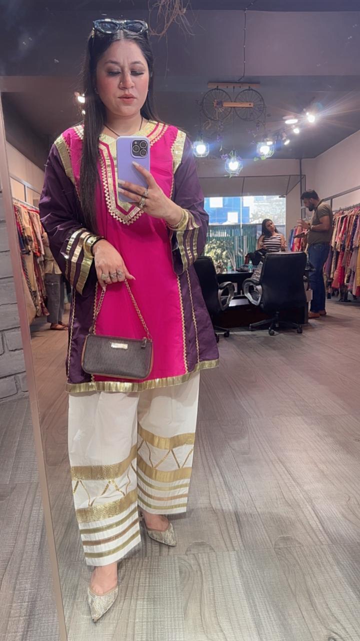 Bebo pink Purple Tunic Farshi Salwar