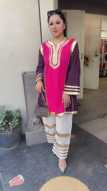 Bebo pink Purple Tunic Farshi Salwar