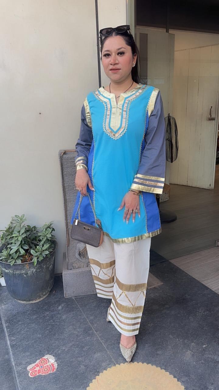 Bebo Blue Grey Tunic Farshi Salwar