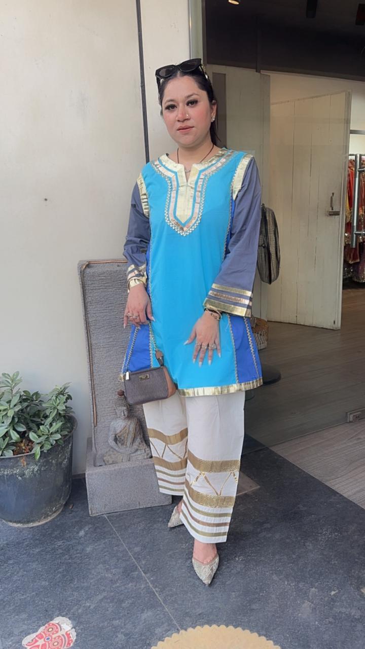 Bebo Blue Grey Tunic Farshi Salwar