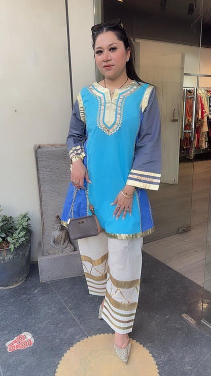 Bebo Blue Grey Tunic Farshi Salwar