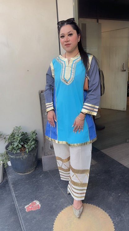 Bebo Blue Grey Tunic Farshi Salwar