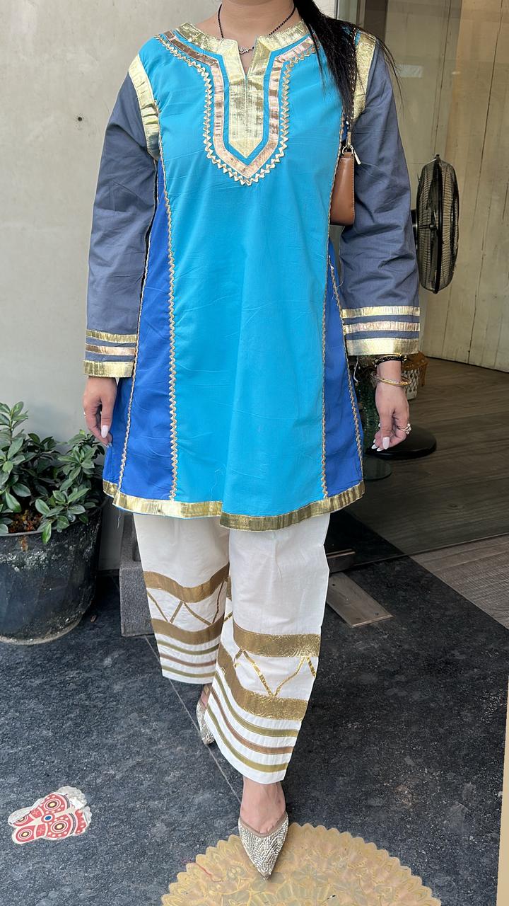 Bebo Blue Grey Tunic Farshi Salwar