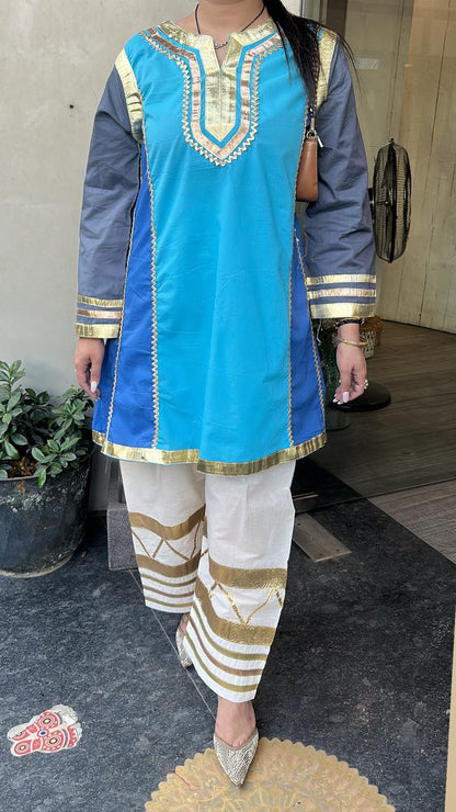 Bebo Blue Grey Tunic Farshi Salwar