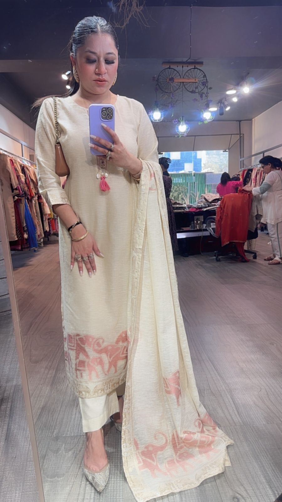 Ember ivory pink Designer Cotton Suit