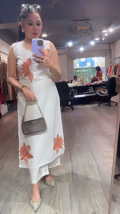 Ferrero White Orange Floral Designer Cordset