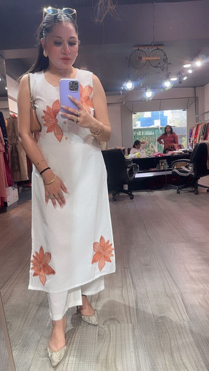 Ferrero White Orange Floral Designer Cordset