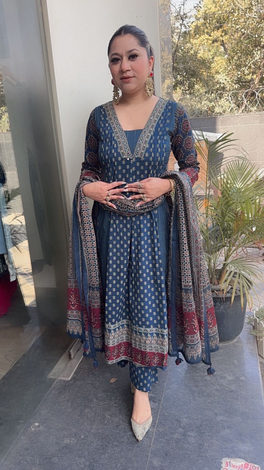 Fittor Teal Blue Digital Designer Anarkali