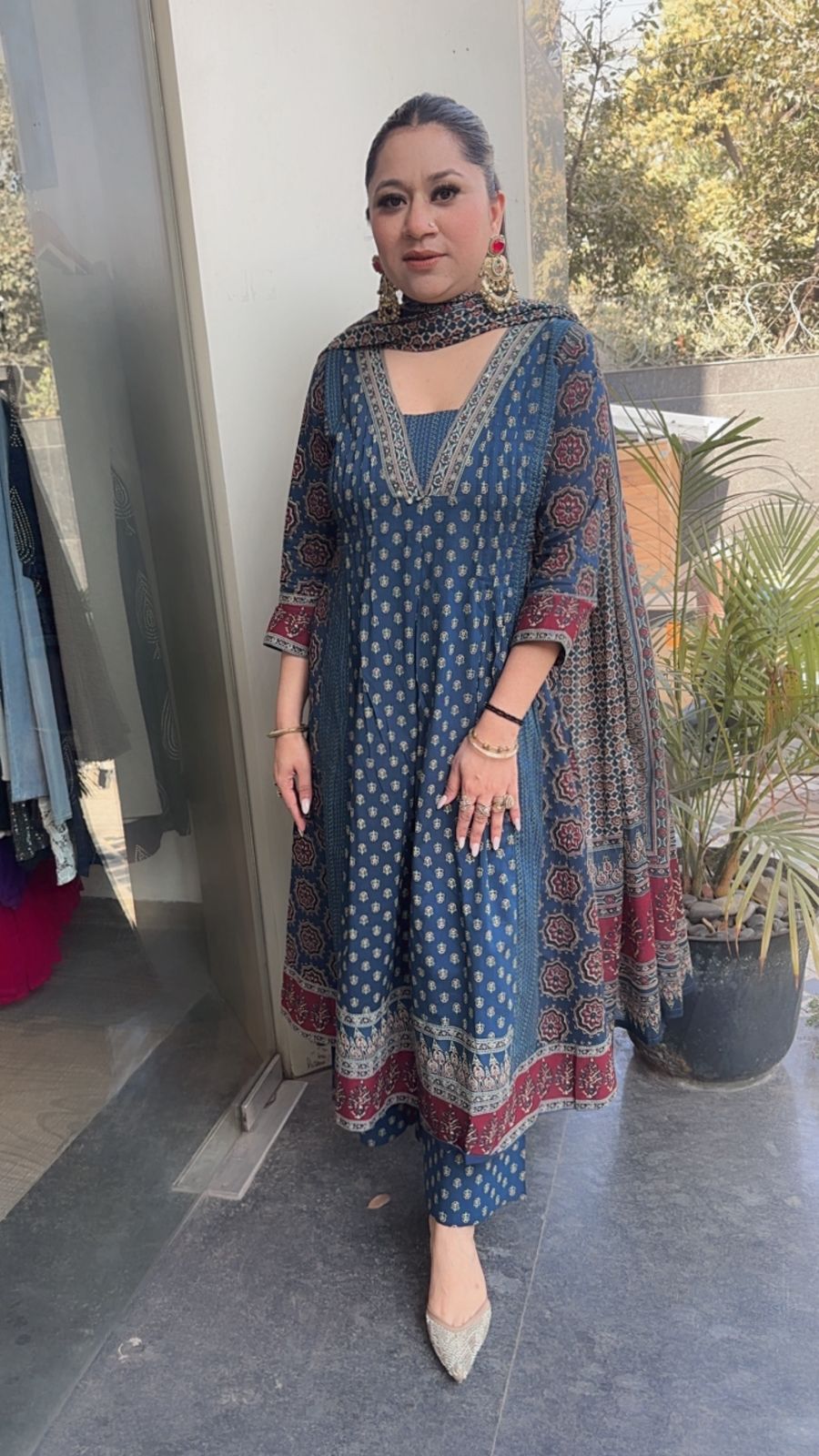 Fittor Teal Blue Digital Designer Anarkali