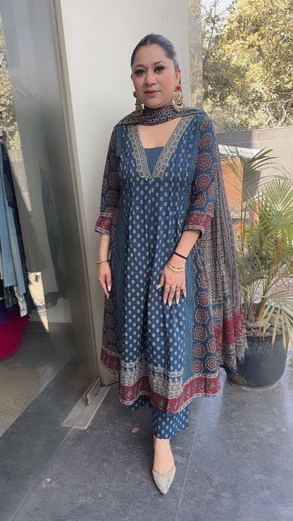 Fittor Teal Blue Digital Designer Anarkali