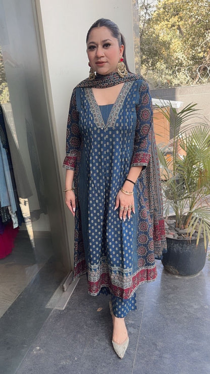 Fittor Teal Blue Digital Designer Anarkali