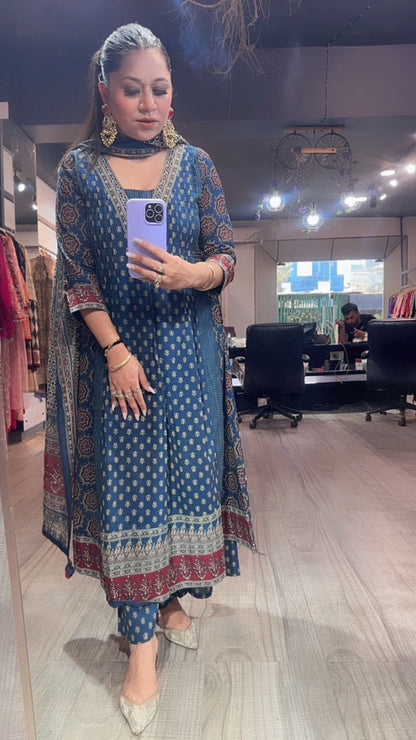 Fittor Teal Blue Digital Designer Anarkali