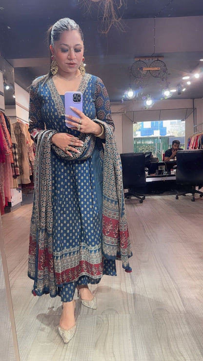 Fittor Teal Blue Digital Designer Anarkali