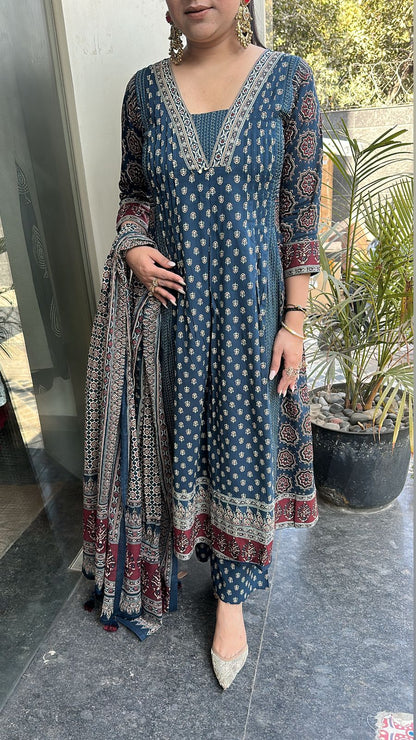 Fittor Teal Blue Digital Designer Anarkali