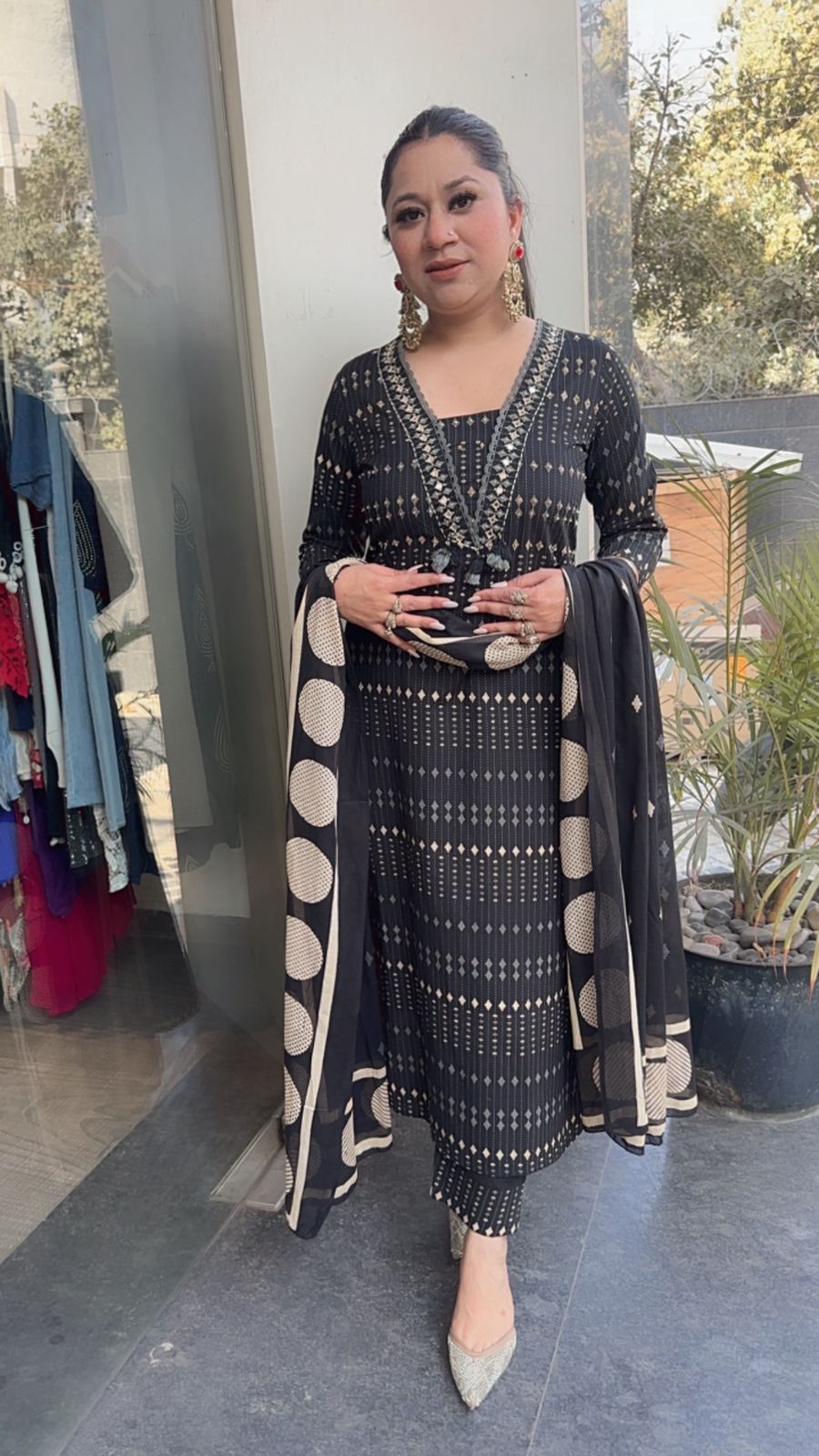 Iltija Black Digital Designer Cotton Suit