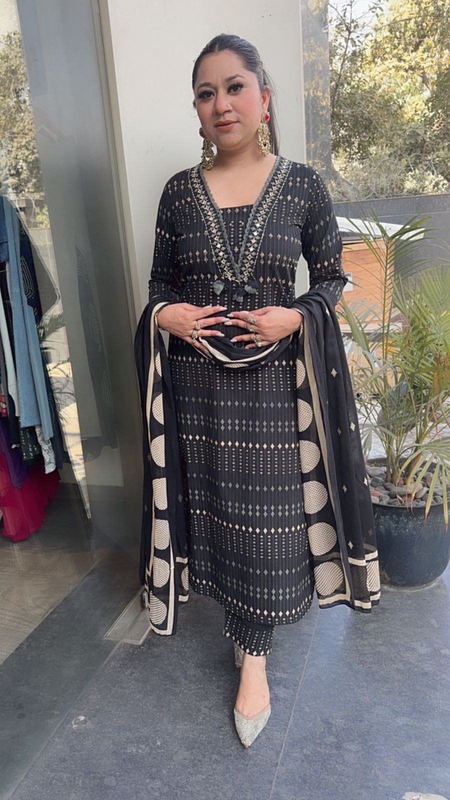 Iltija Black Digital Designer Cotton Suit