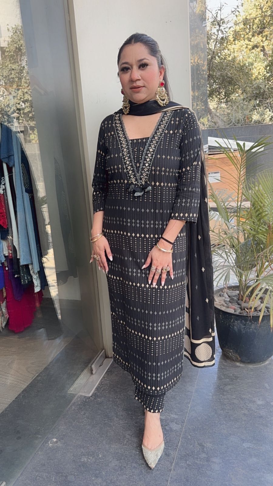 Iltija Black Digital Designer Cotton Suit