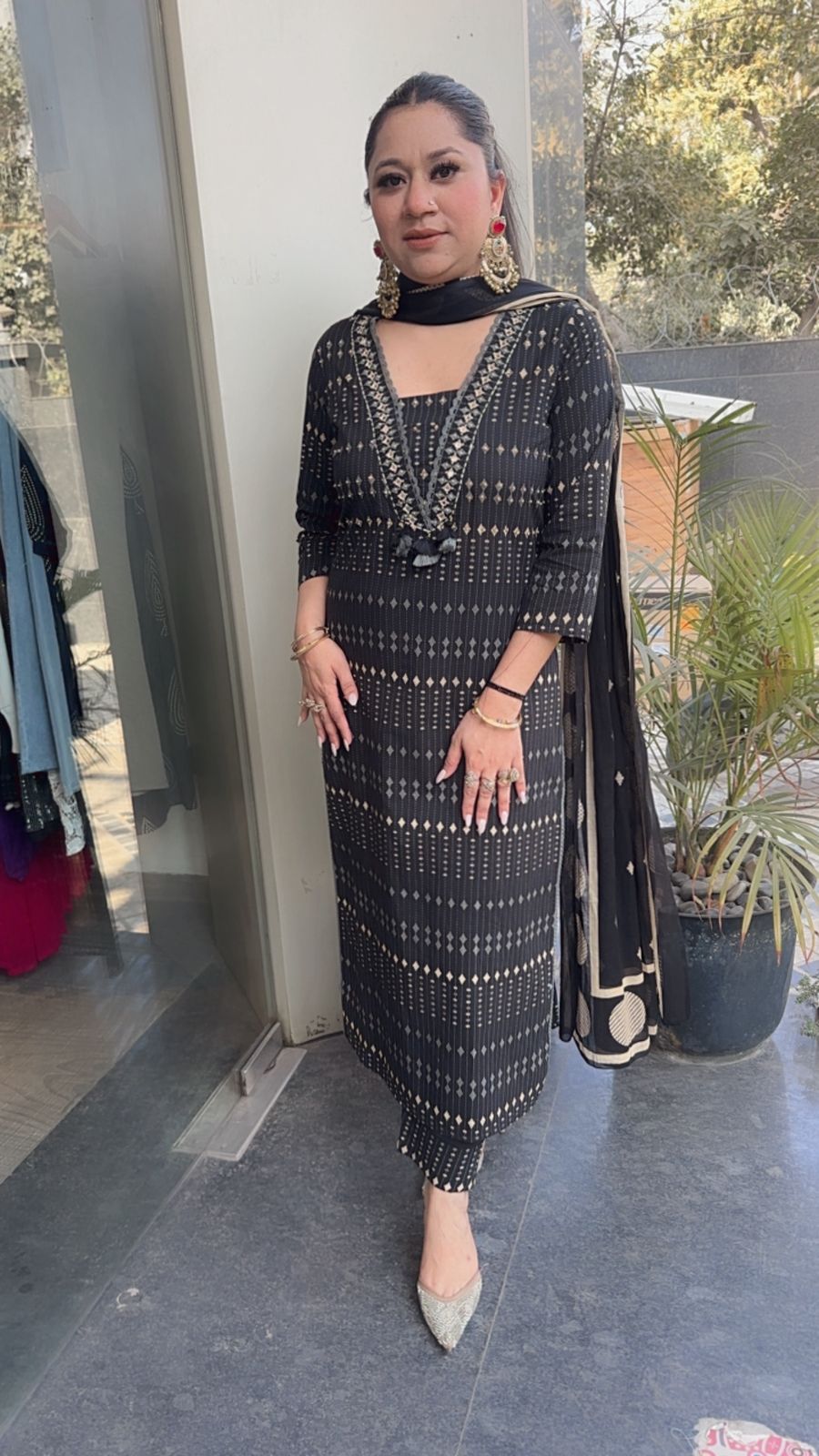 Iltija Black Digital Designer Cotton Suit