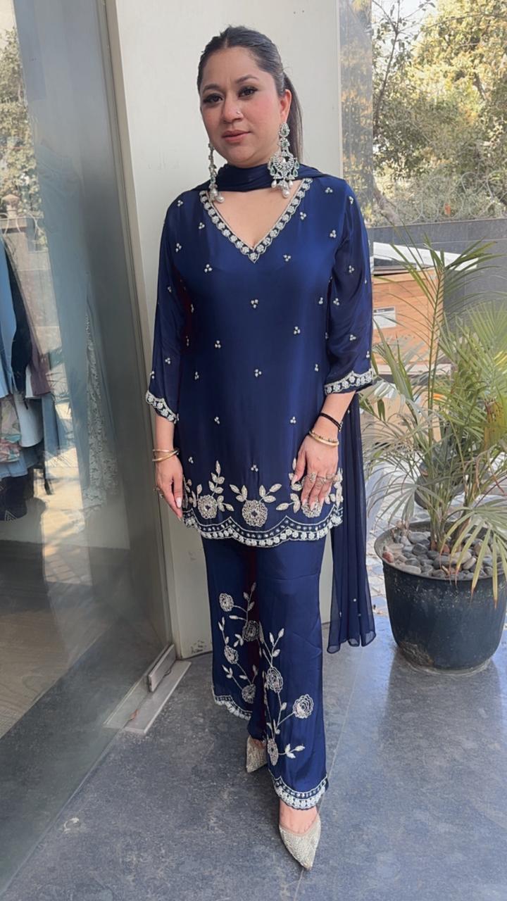 Jalebi Navy Blue katdana suit