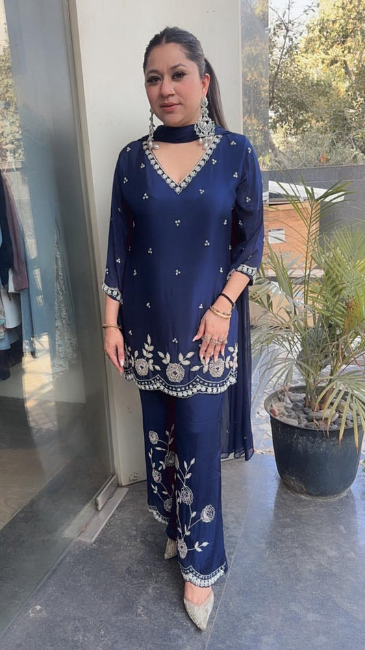 Jalebi Navy Blue katdana suit