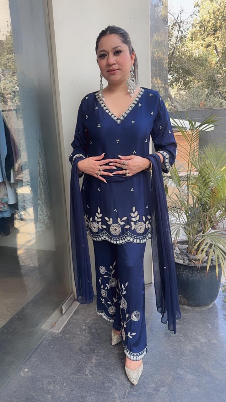 Jalebi Navy Blue katdana suit