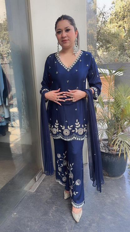 Jalebi Navy Blue katdana suit