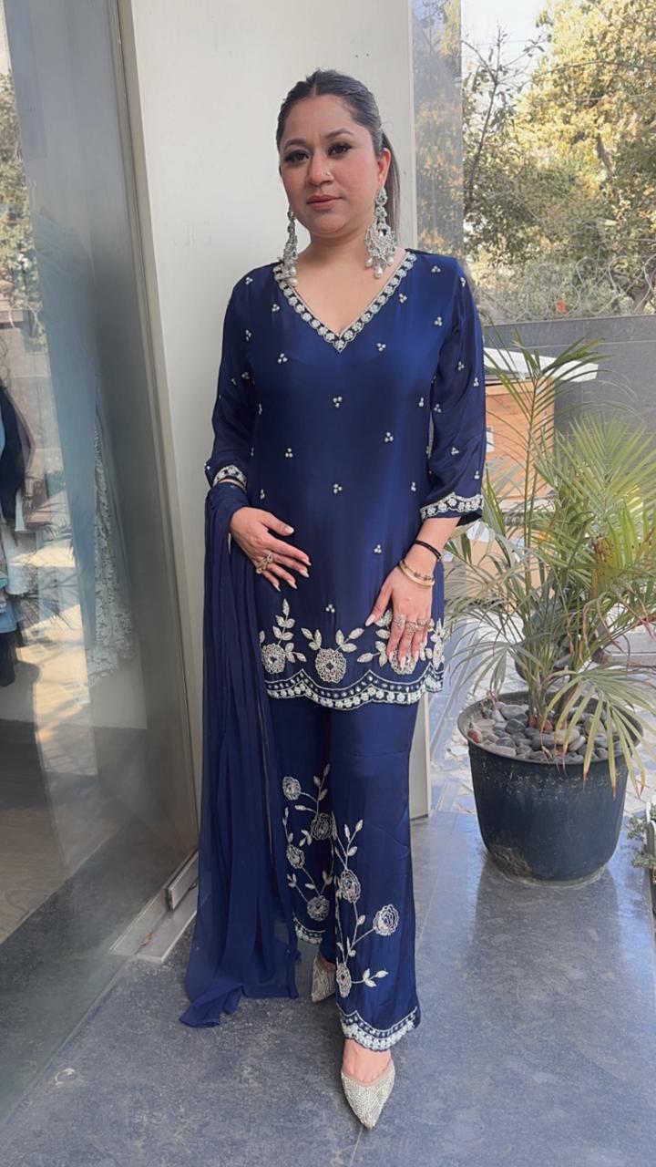 Jalebi Navy Blue katdana suit