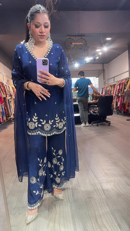 Jalebi Navy Blue katdana suit