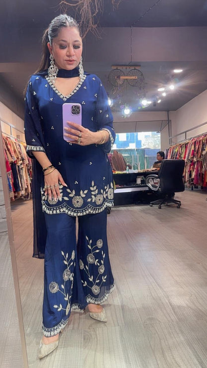 Jalebi Navy Blue katdana suit