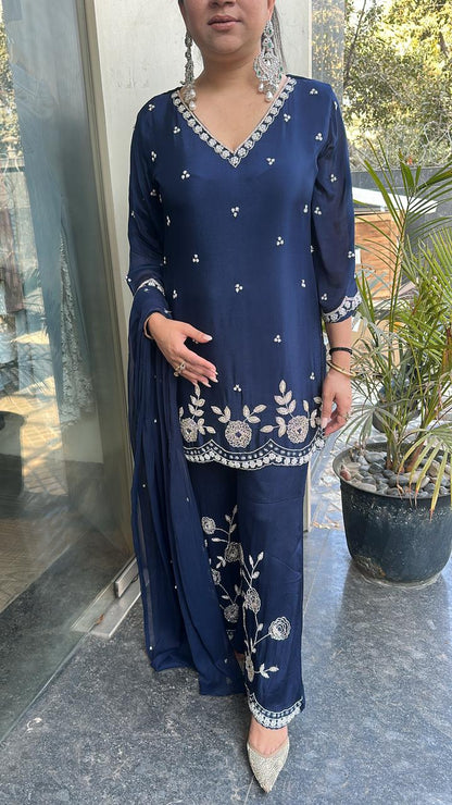 Jalebi Navy Blue katdana suit