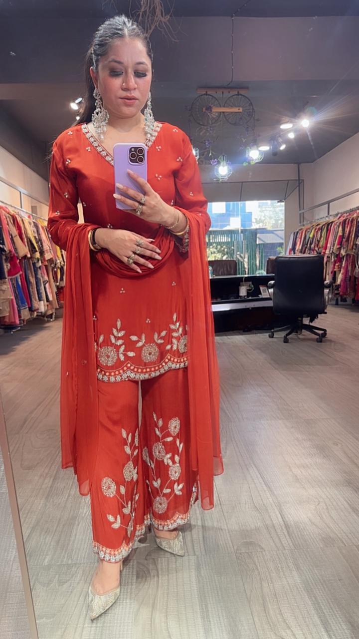 Jalebi Rust katdana suit