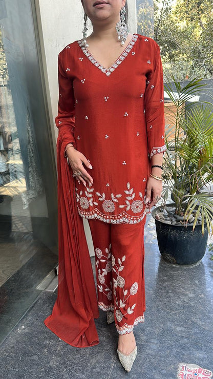 Jalebi Rust katdana suit