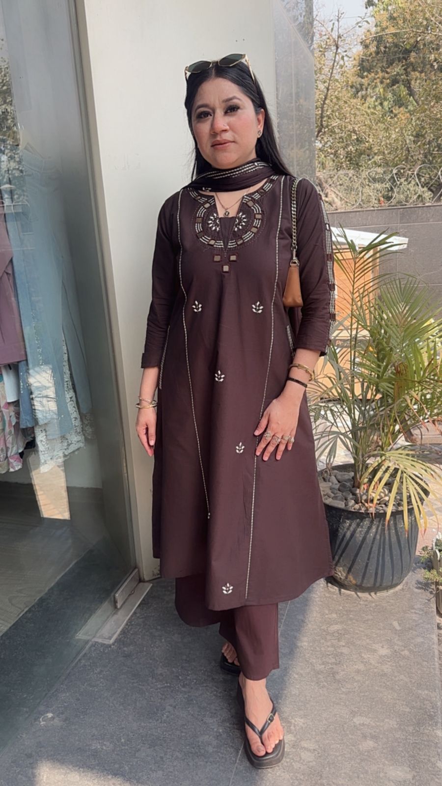 Ruana Chocolate Brown A-Line Designer Suit