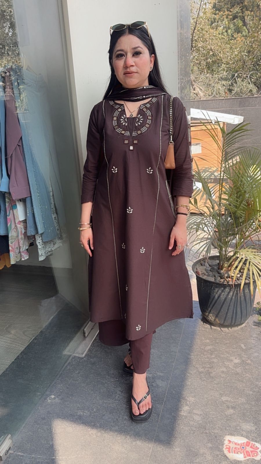 Ruana Chocolate Brown A-Line Designer Suit