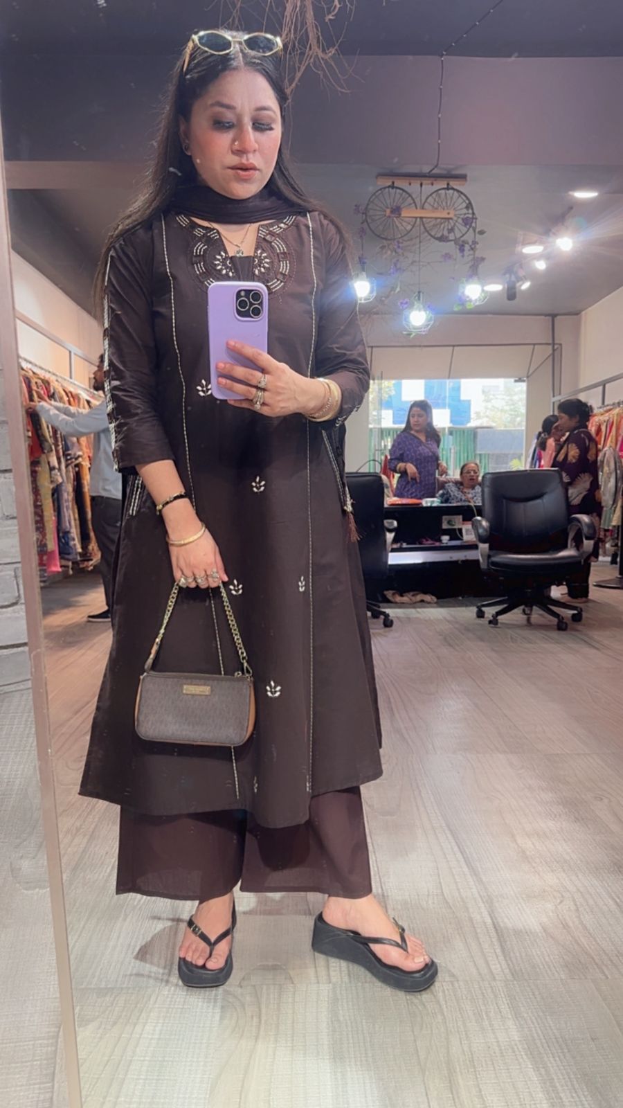 Ruana Chocolate Brown A-Line Designer Suit