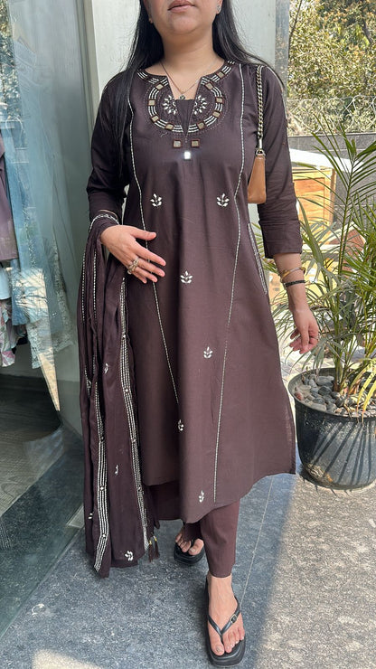 Ruana Chocolate Brown A-Line Designer Suit