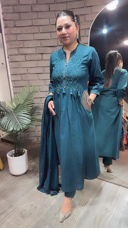 Jasmine Teal Blue Anarkali Designer Suit