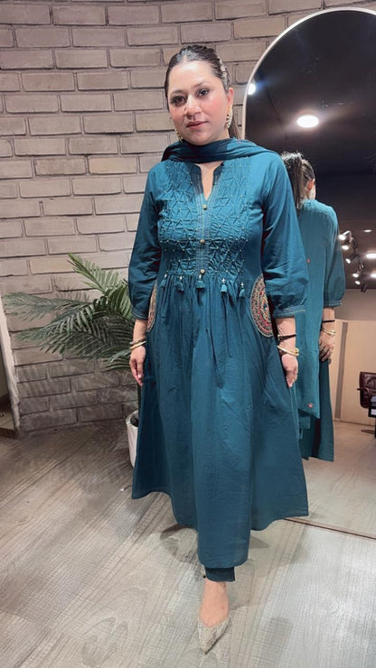 Jasmine Teal Blue Anarkali Designer Suit