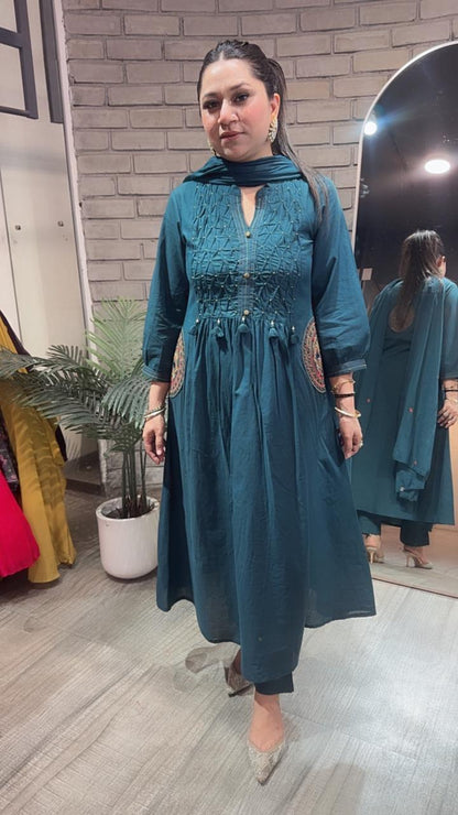 Jasmine Teal Blue Anarkali Designer Suit
