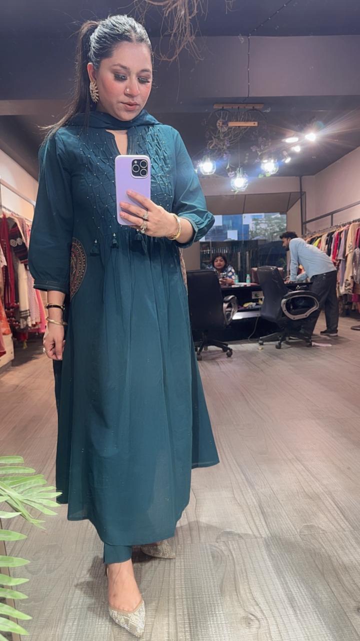 Jasmine Teal Blue Anarkali Designer Suit