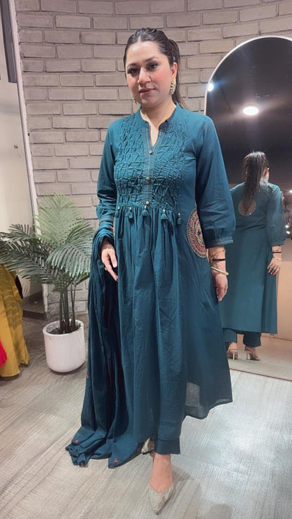 Jasmine Teal Blue Anarkali Designer Suit