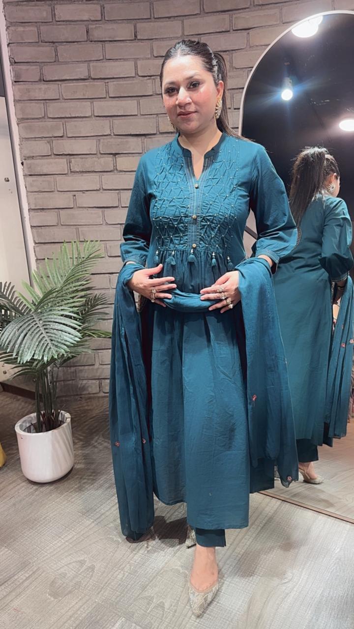 Jasmine Teal Blue Anarkali Designer Suit