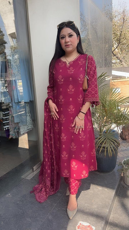 Rasam Magenta Cotton Designer Suit