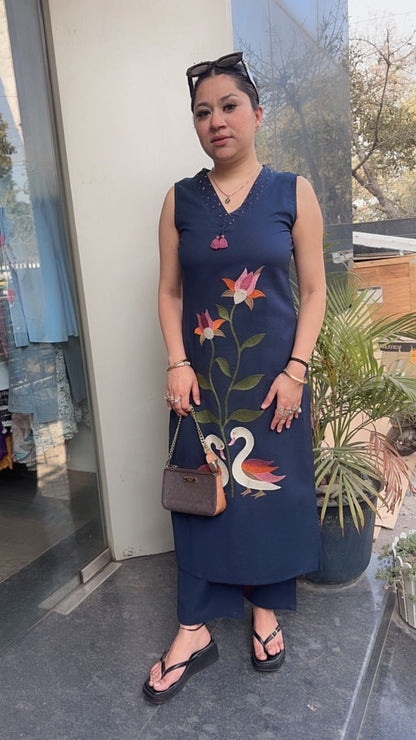 Snickers Navy Blue Tunic set (Sleeve Fabric Attached)