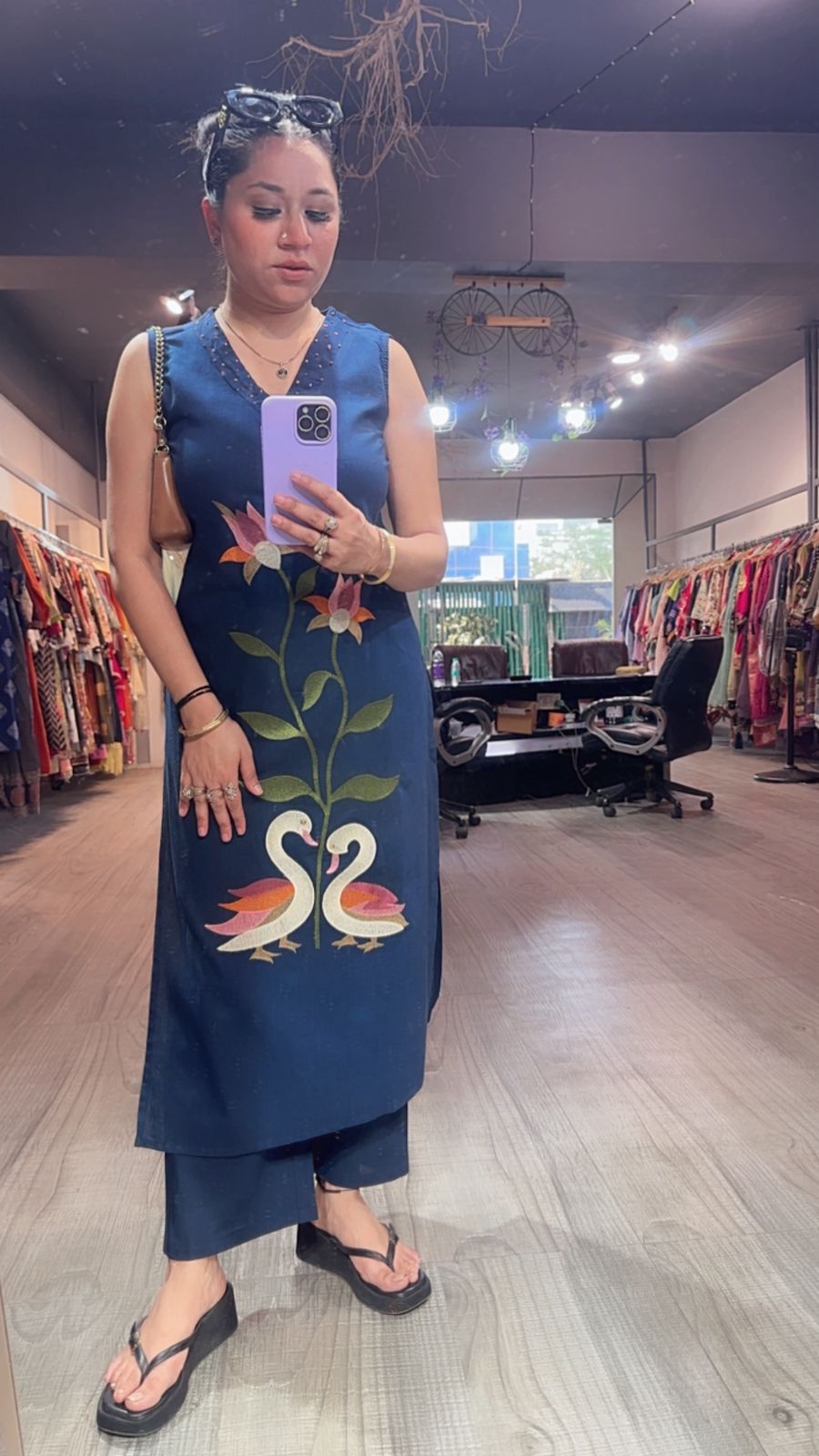 Snickers Navy Blue Tunic set (Sleeve Fabric Attached)