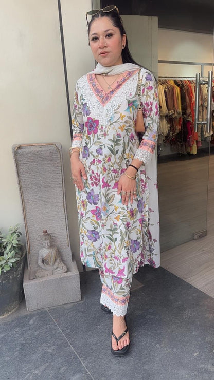 Lifafa Floral Cotton Designer Suit