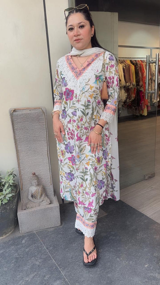 Lifafa Floral Cotton Designer Suit