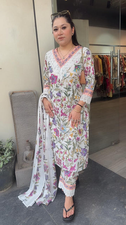 Lifafa Floral Cotton Designer Suit