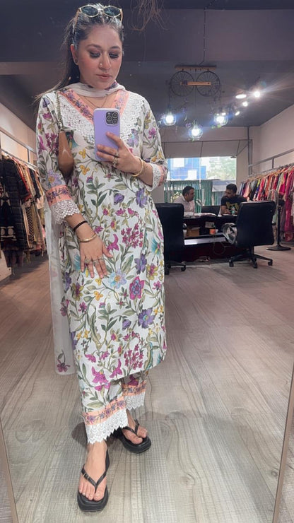 Lifafa Floral Cotton Designer Suit