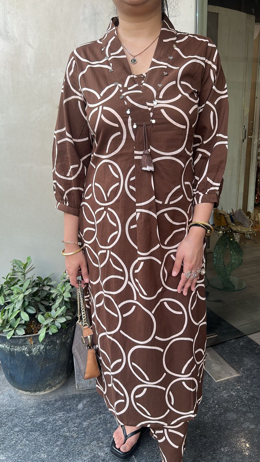 Sutaria Brown Digital Tunic set